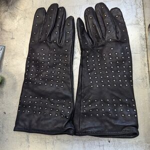 🖤 Echo Leather S Gloves Vintage Studded Metal Whimsigoth Cashmere Sheepskin